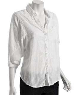 Free People white seersucker cotton button front shirt   up to 