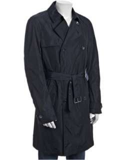 Gucci navy woven double breasted belted trench  