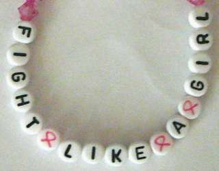 Fight Like A Girl Pink Ribbon Breast Cancer Bracelet  
