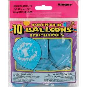   Balloon 10 Pack: 12 Happy 1st Birthday Blue: Arts, Crafts & Sewing