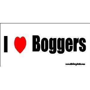  I Love Boggers Bumper Sticker / Decal: Automotive