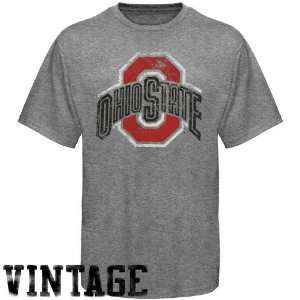   Ohio State Buckeyes Ash Distressed Big Logo Vintage T Shirt: Sports
