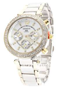 MK Chrono Style Geneva Crystal Bezel Fashion Bracelet Watch  BNWT 