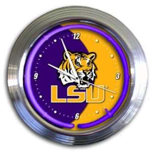  LSU Tigers Chrome Neon Clock
