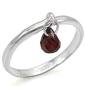  Size 7 Garnet Genuine Stone Sterling Silver Plated Ring 