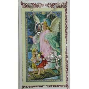  Guardian Angel Prayer Card Crystal Rosary.: Everything 