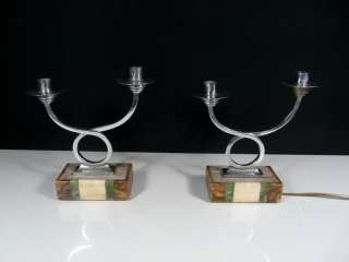 Amazing Pair 1930s Art Deco Candleholder Table Lamps  