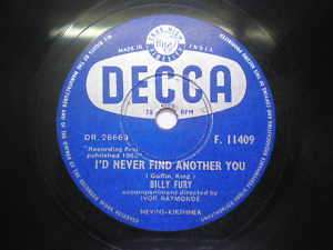 BILLY FURY 78 RPM RECORD INDIA DECCA F 11409 BLUE LABEL INDIAN ULTRA 