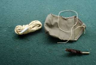 5067) WWII German Mauser Rifle Cleaning Kit Lot has Pouch, Rope Device 