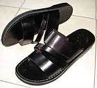 Black Mens Leather Sandals Greek Style Slides size 11/45 #9