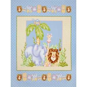 44 Wide Mighty Jungle Flannel Panel Baby Blue Fabric By 