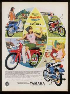 1966 blue & red Yamaha Newport 50 motorcycle print ad  