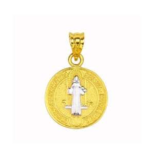   14K Two Tone Gold Small Religious Charm Pendant: GoldenMine: Jewelry