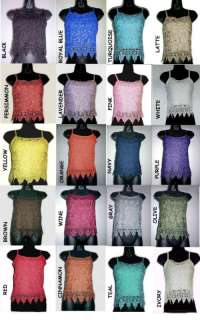 Exotic lace cami top many colors S 3X  