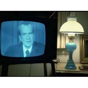  TV Image of Pres. Richard M. Nixon Announcing His Resignation 