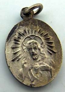 Antique Vintage Religious Catholic Silver Medal Lot 2 Sacred Heart 