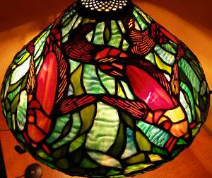  Stained Glass Koi Gold Fish Lamp Shade Blue Teal Water Pond  