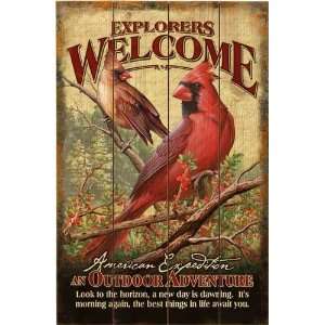  American Expedition Wooden Welcome Sign Cardinal Patio 
