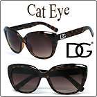DG Womens Cat Eye Sunglasses Free Pouch   Shaded Brown Lens DG168