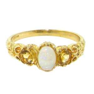 14K Yellow Gold Ladies 3 Stone Colorful Opal & Citrine Ring   Finger 