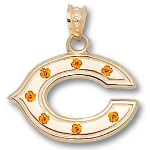   Pendant with 7 1.5 mm Synthetic Citrine Stones   Gold Plated Jewelry