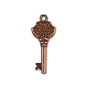  Antique Copper Plated Pewter Victorian Key Charm 23x15mm 