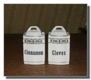 Vintage Germany Porcelain Clover & Cinnamon Spice Jar  