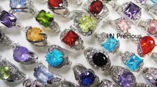 wholesale jewelry lots 10pcs crystal Zircon silver plated ring new 