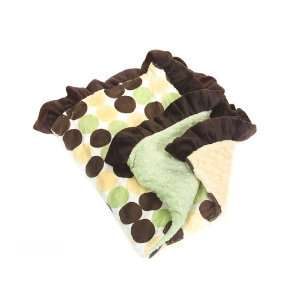  Microfiber Baby Blanket   Brown & Green Dots Baby