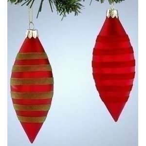  Club Pack of 24 Red Stripe Teardrop Glass Christmas 