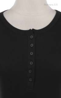Basic Rib Short Sleeve Henley Button T Shirt Top Round Neck VARIOUS 