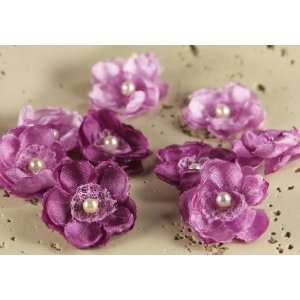  Bristo Blooms Silk Flowers With Pearl, Violet Everything 
