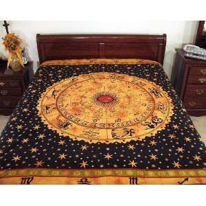   : Zodiac Orange Cotton Bed Sheet Tapestry Couch Throw: Home & Kitchen