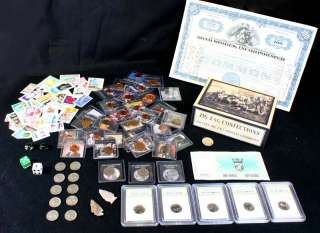ZIG ZAG BASEBALL BOX FILLED w/ COINS, COLLECTIBLES & PAPER MONEY 