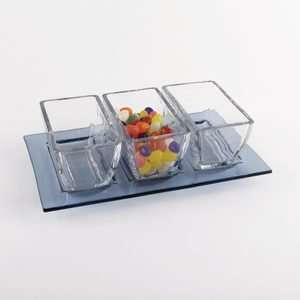  Blue Crystal Party Serving Tray 4 piece Set Kitchen 