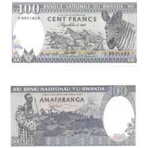  Rwanda 1989 100 Francs, Pick 19 