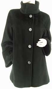 HILARY RADLEY New York Womens Fleeced Wool Mohair Short Black Coat US 