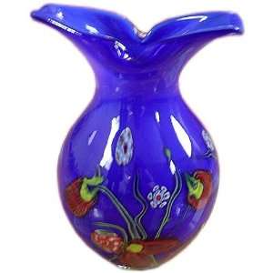  X619 Handmade Ocean Blue Millefiori Glass Vase: Everything 