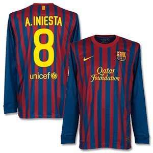  11 12 Barcelona Home L/S Jersey + A. Iniesta 8