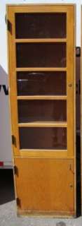 Vintage Built In Oak School Cabinet Cupboard GLASS DOOR  