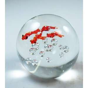   Red Guppies Swimming in Clear Water Paperweight PW 735
