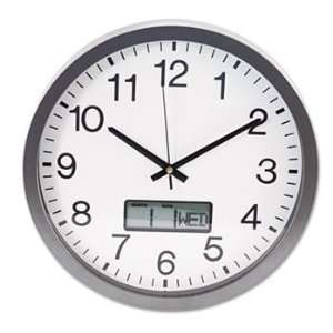    Universal 14 Round Wall Clock with LCD Inset: Home & Kitchen