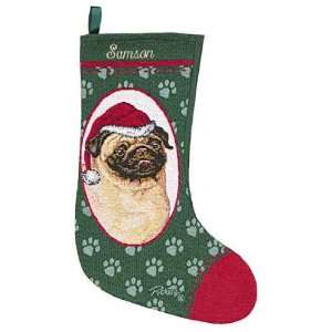  Personalized Dog Christmas Stocking   Pug: Home & Kitchen