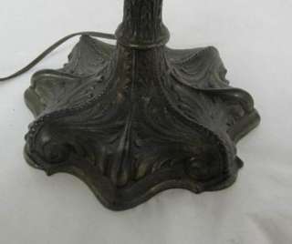   1912 ROYAL SLAG GLASS LAMP WITH METAL DESIGNS SIGNED  
