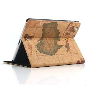  Brown / Map Pattern Leather Stand Case / Cover / Skin 