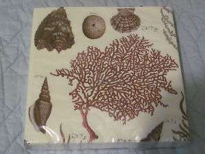 Pottery Barn Coral Print paper Napkins COOL  