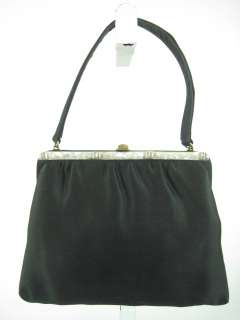 DESIGNER Black Satin Small Evening Clutch Handbag  