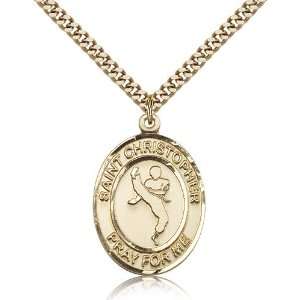 Gold Filled St. Saint Christopher/Martial Arts Medal Pendant 1/2 x 1/4 