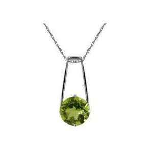  Sterling Silver Round Peridot Pendant Necklace Jewelry