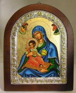 Our Lady of Perpetual Help Greek Icon Silver Silkscreen  